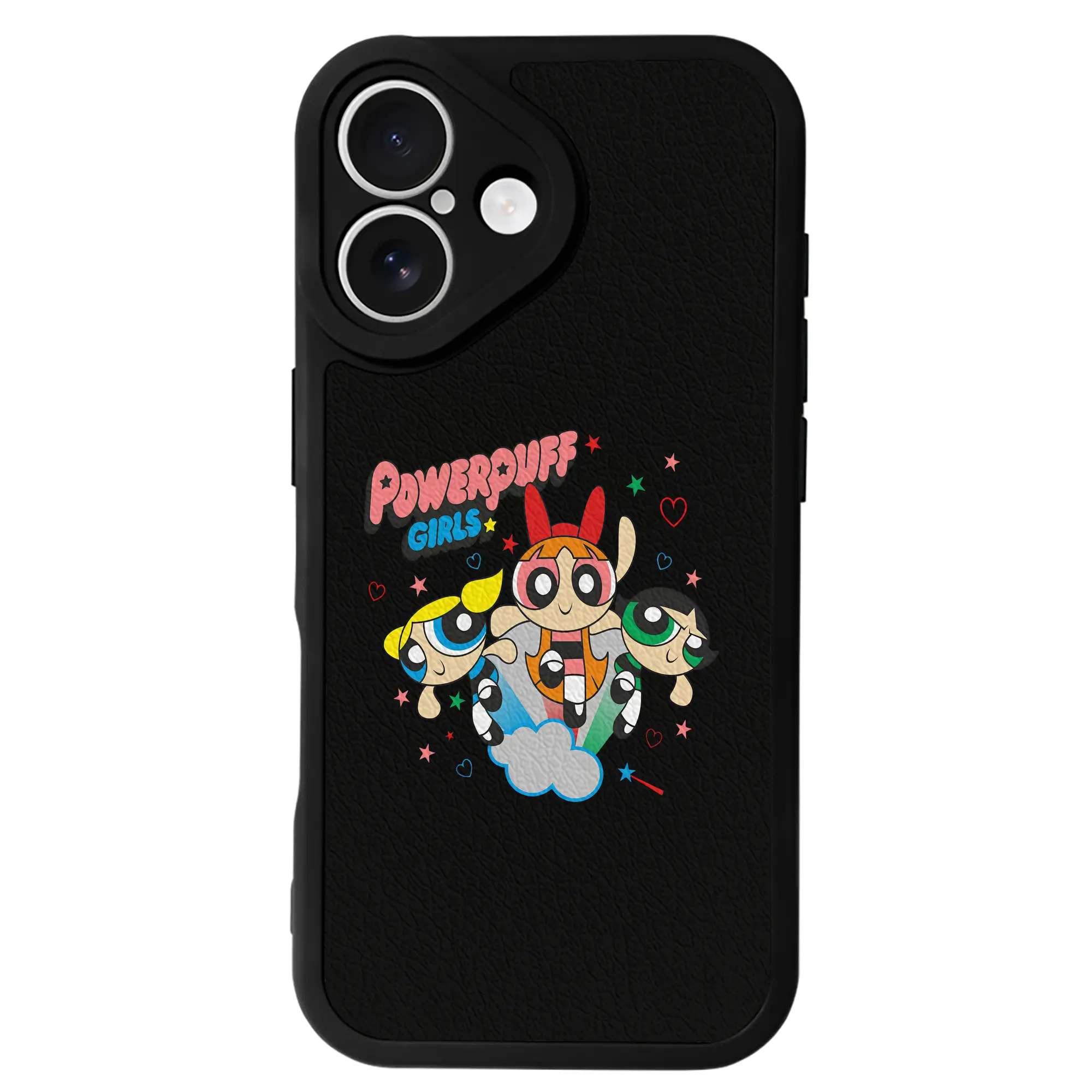 パワパフガールズ グッズ バターカップ - IPhone 16シリーズ対応 ・ シリコンスマホケース ・ レザー調 ・ 高精度フィット ・ 耐衝撃 ・ ワイヤレス充電対応 ・ 精密カット